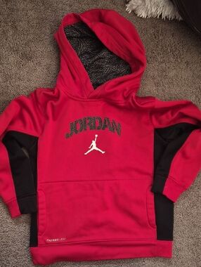 Jordan Red and Black Kids' Hooded Pullover with Jumpman Logo